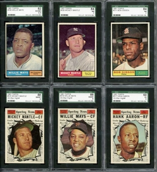 1961 Topps Complete Set of 589 Cards with 10 SGC Graded 